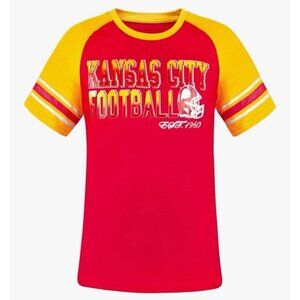 Red Yellow Raglan Sleeve Kansas City Football T-Shirt 1960 Large Retro Look Tee